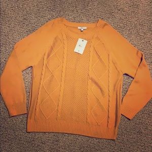NEW Bass XL Mustard Yellow Cable Knit Sweater crew